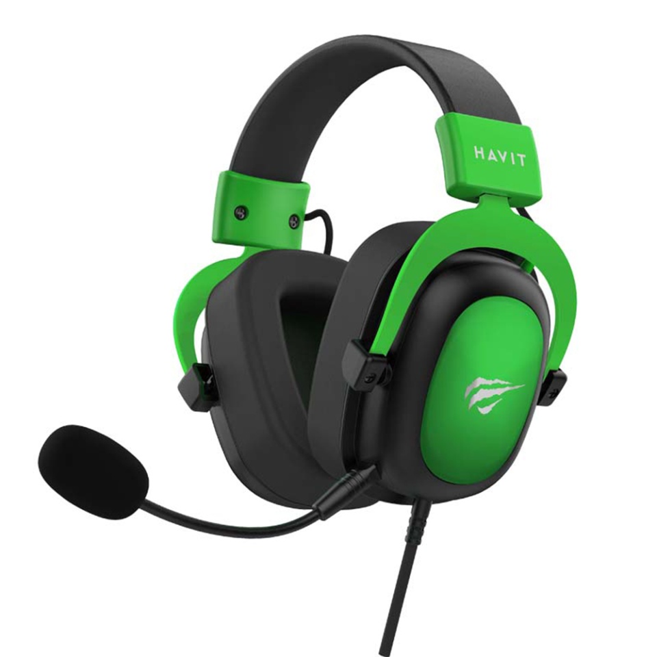 Casti gaming pentru PS4/PS5/XBOX, cu Microfon, Cablu 2m, 53mm, Jack 3.5mm, Havit H2002d, Verde