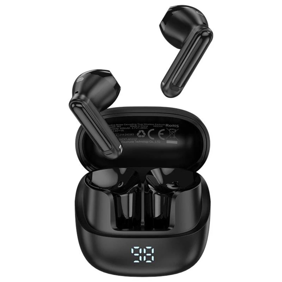 Casti Wireless TWS, Bluetooth 5.4, 4-Mic ENC, IPX4, Display LED, Design Magnetic, Autonomie 400mAh, Acefast W2, Negru