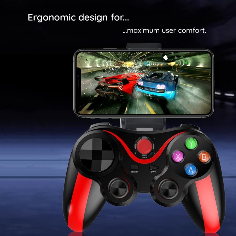 Controller Wireless V13, Compatibil Compatibil telefoane, tablete, TV Box, set cu sticker, Negru;rosu - 2 | YEO