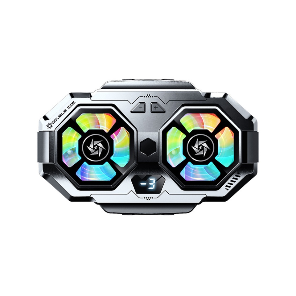 Cooler magnetic pentru telefon SL22, cu lumini RGB, detasabil, racire rapida, buton viteze, Universal, set cu sticker, Gri
