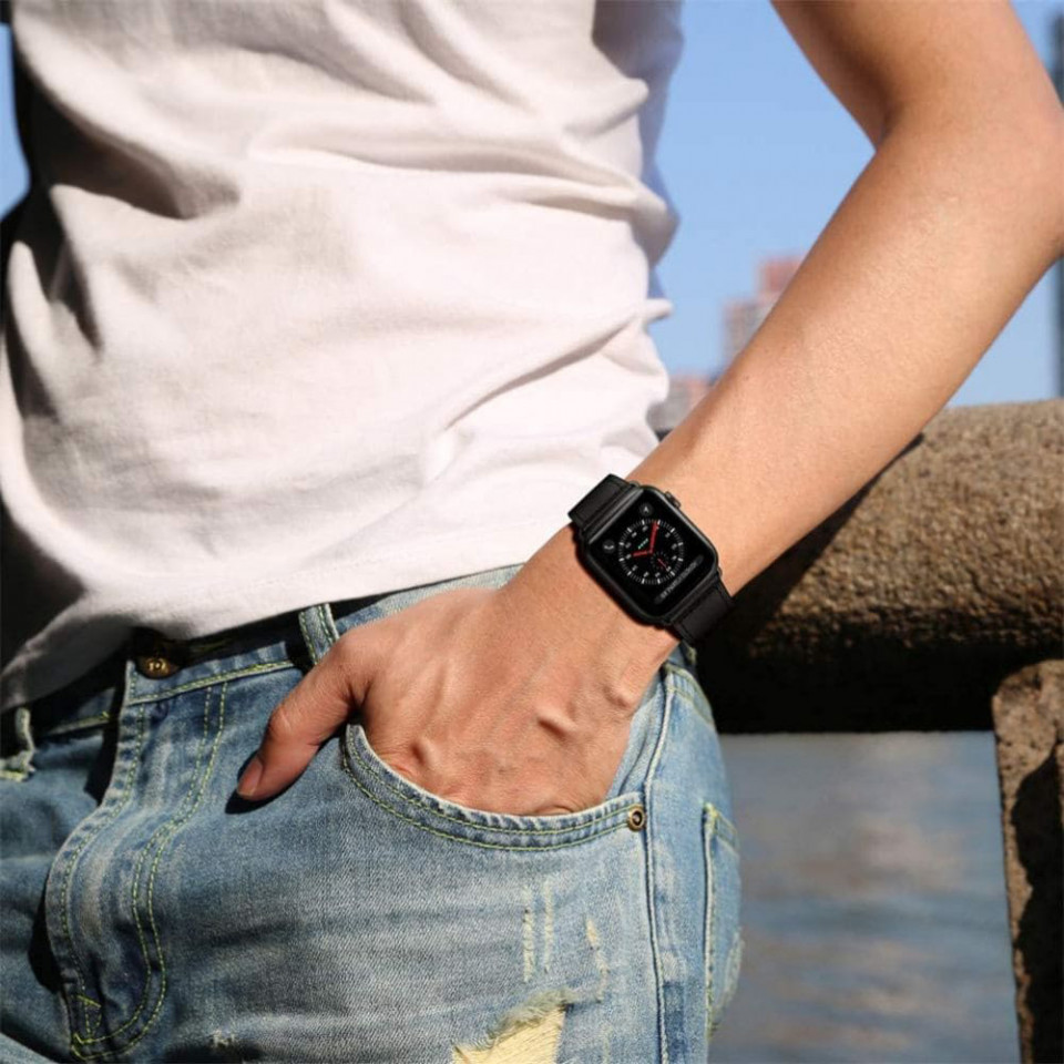 Curea Apple Watch (38mm / 40 mm / 41 mm), Techsuit W033 - Negru - 1 | YEO