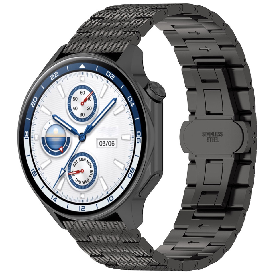 Curea Otel Inoxidabil pentru Samsung Galaxy Watch 4/5/Active 2, Huawei Watch GT 3 (42mm)/GT 3 Pro (43mm), 20mm, SKDR BandPro W052 - Negru - 1 | YEO