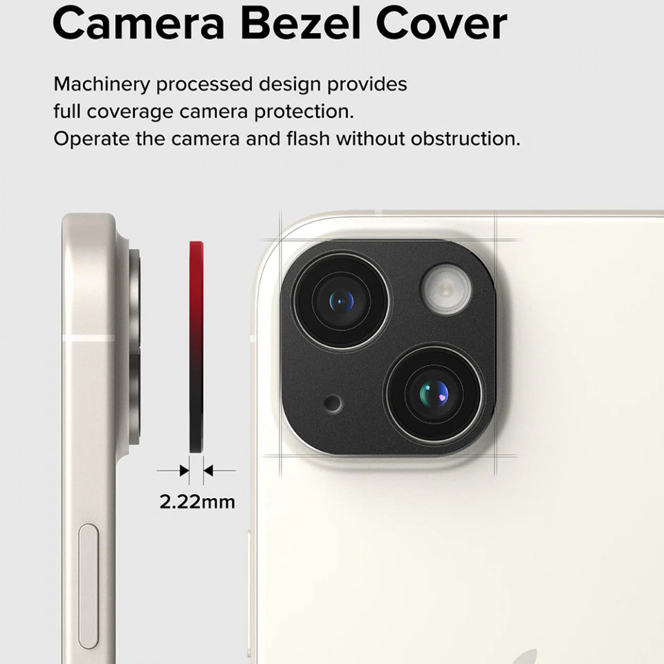 Folie camera iPhone 15 / 15 Plus, Ringke Camera Styling - Black - 3 | YEO