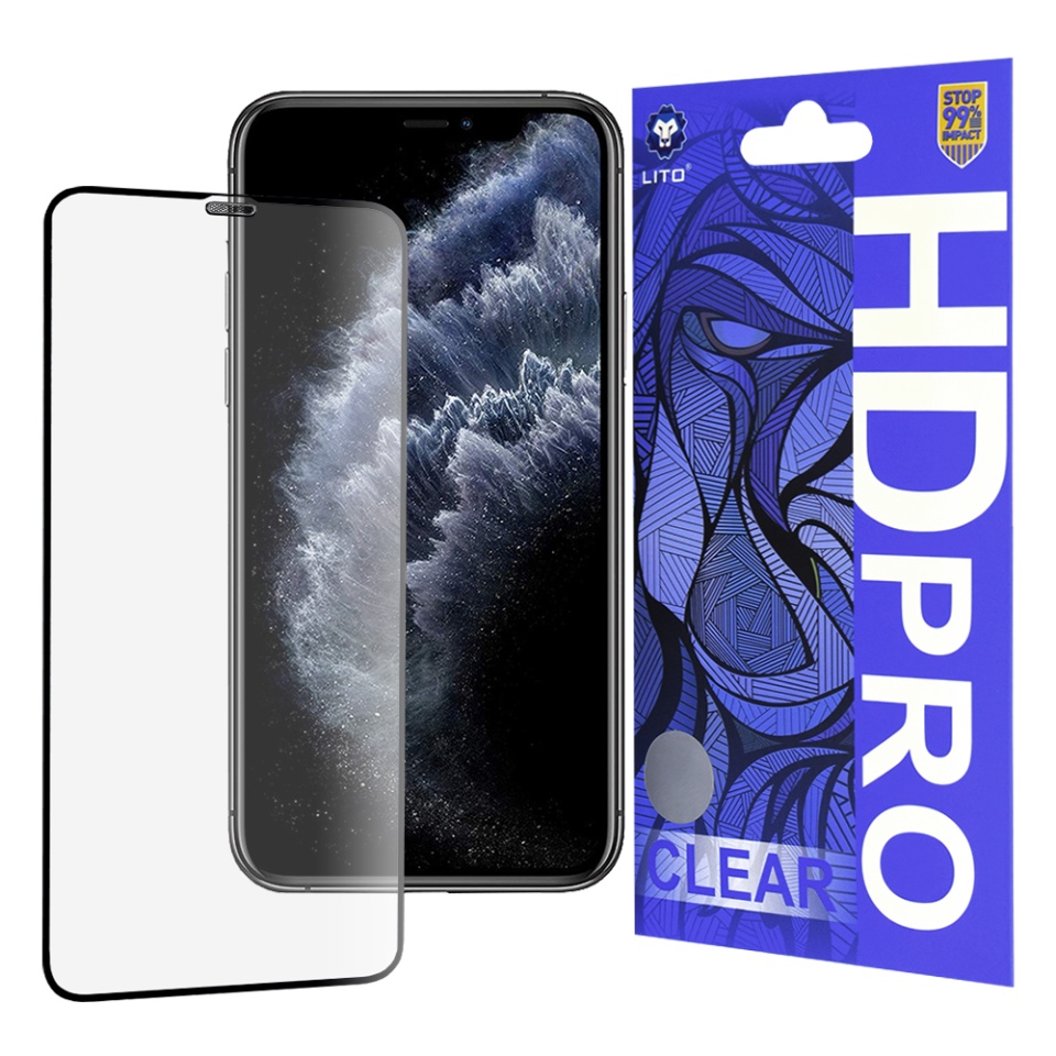Folie de Sticla iPhone 11 Pro Max / XS Max, Sticla securizata, Lito, HD Pro Clear, Negru