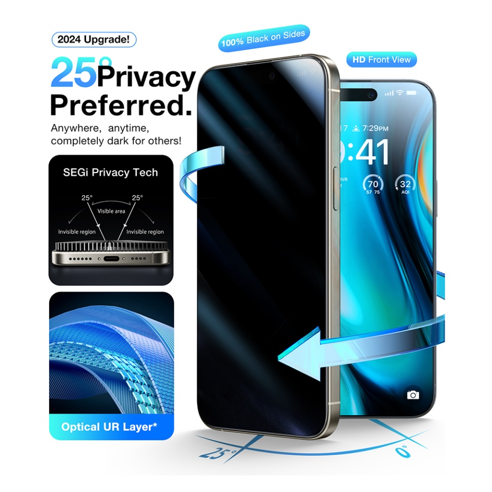Folie de Sticla iPhone 16, Torras, GlassGo Install Master, Privacy - 3 | YEO