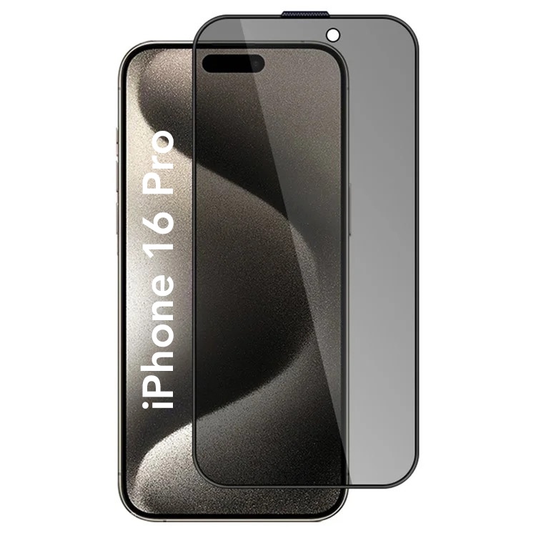 Folie pentru iPhone 16 Pro, Anti-spy Ultra HD, Protectie 9H, Montare Simplă, SKYDDAR 111D Privacy - Black Frame