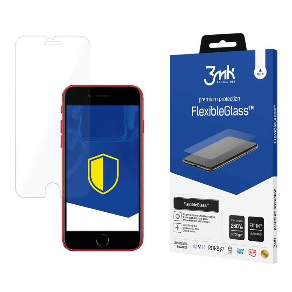 Folie pentru iPhone SE 2, SE 2020 / 7 / 8 / SE 3, SE 2022 din silicon, 3mk FlexibleGlass, Transparent