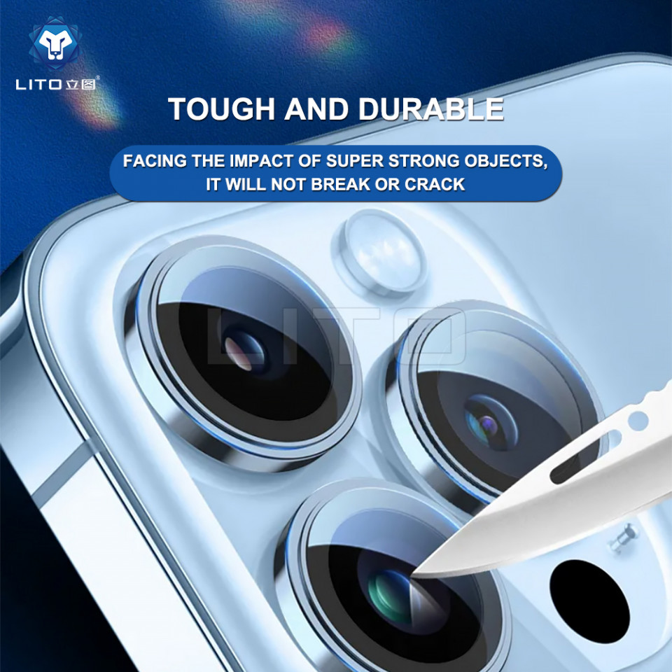 Folie Sticla Camera iPhone 15 Pro / 15 Pro Max, Lito S+ Camera Glass Protector - Argintiu - 3 | YEO