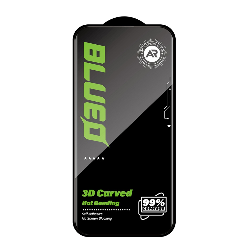 Folie Sticla pentru iPhone 16 Pro, Blueo 3D Full Display Curved Edge AR, Anti-Soc, Anti-Amprente, Negru - 2 | YEO