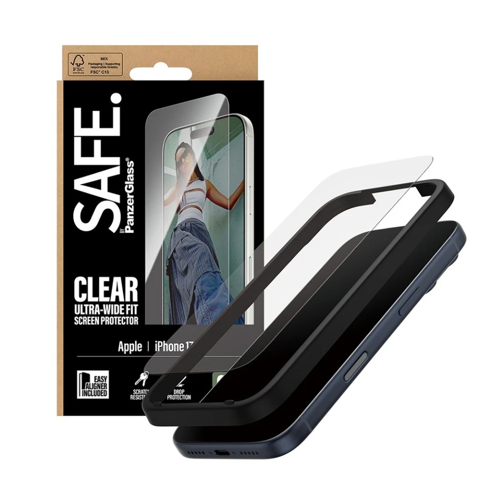 Folie Sticla pentru iPhone 17 Pro, Ultra-Wide Fit w. EasyAligner, PanzerGlass, Anti-Soc si Anti-Bule, Transparent