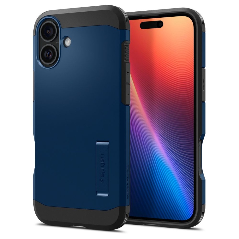 Husa Antisoc iPhone 16, Spigen Tough Armor - Bleu