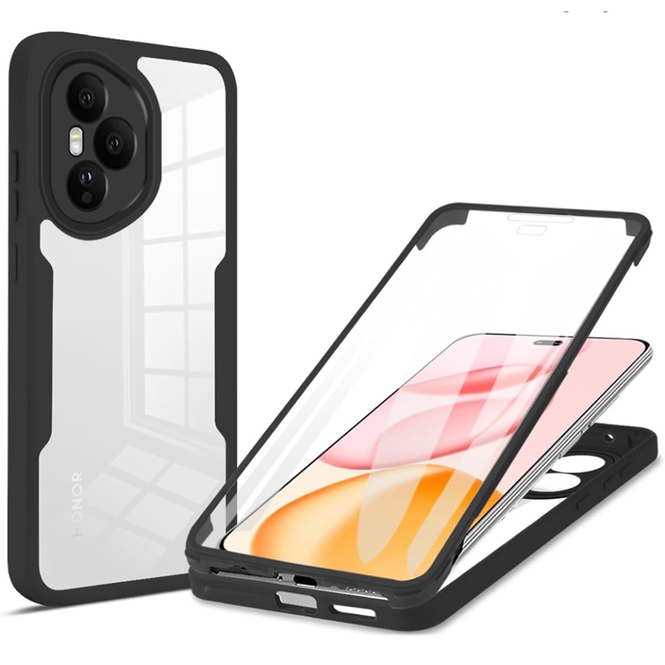 Husa + Folie pentru Honor 400 Pro, SKYDDAR INNOVATION, [Pachet 360°] ColorVerse, set cu sticker, Negru