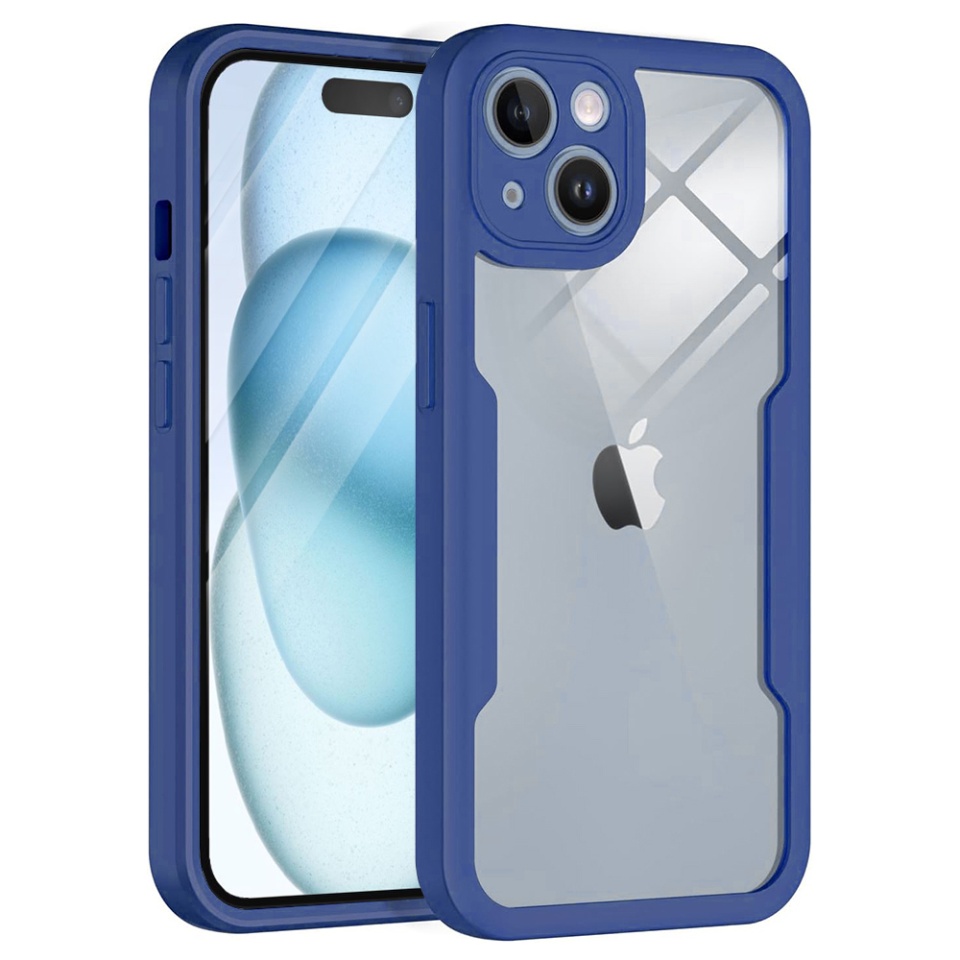 Husa + Folie pentru iPhone 15, SKYDDAR INNOVATION, [Pachet 360°] ColorVerse MagSafe, Albastru, set cu sticker