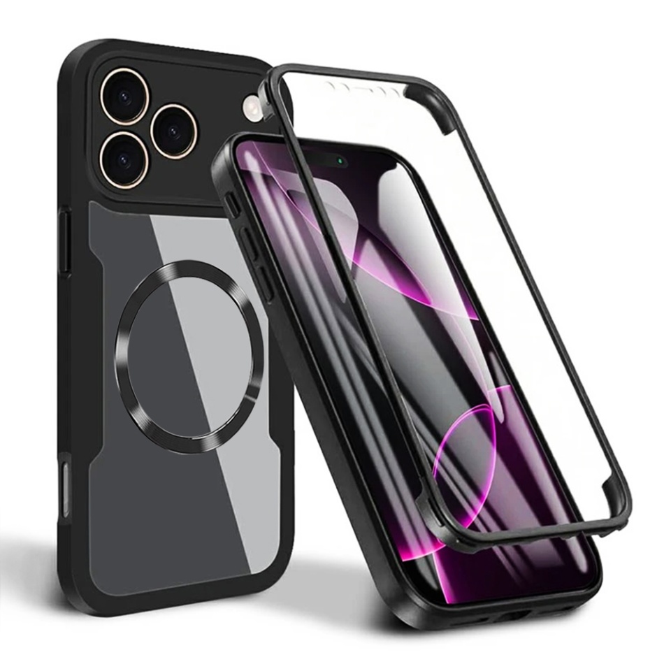 Husa + Folie pentru iPhone 17 Pro, SKYDDAR INNOVATION, [Pachet 360°] ColorVerse MagSafe, set cu sticker, Negru