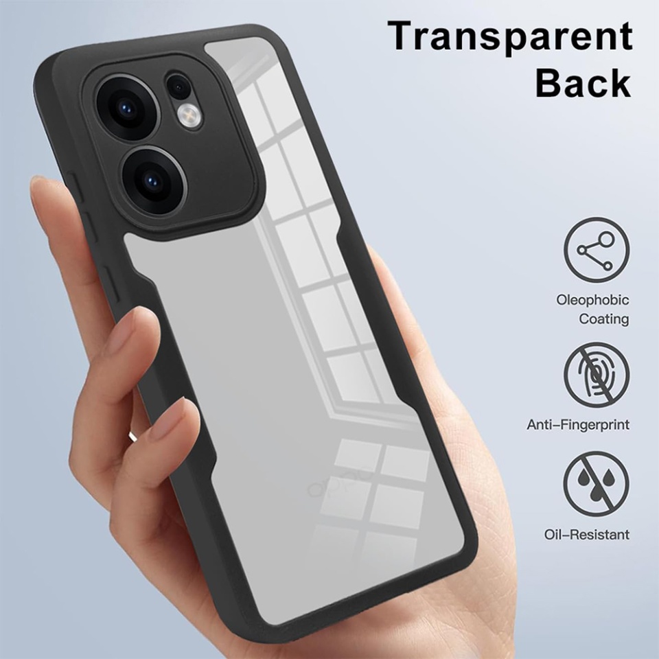 Husa + Folie pentru Oppo Reno13 F 4G / Reno13 F 5G / Reno13 FS 5G, SKYDDAR INNOVATION, [Pachet 360°] ColorVerse, Negru, set cu sticker - 1 | YEO