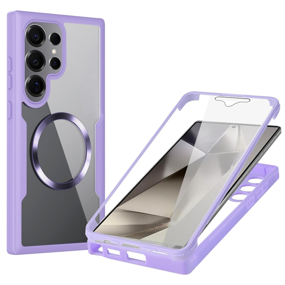 Husa + Folie pentru Samsung Galaxy S25 Ultra, SKYDDAR INNOVATION, [Pachet 360°] ColorVerse MagSafe, set cu sticker, Mov