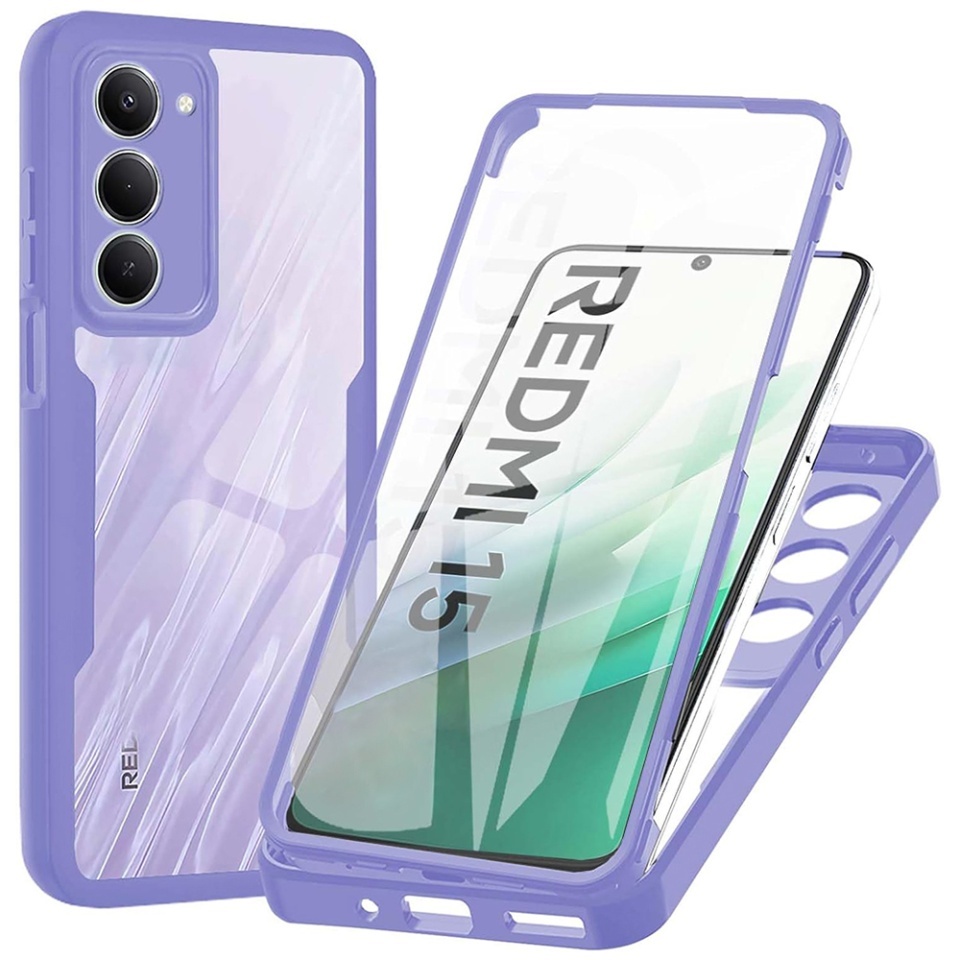 Husa + Folie pentru Xiaomi Redmi 15 5G / Redmi 15 4G, SKYDDAR INNOVATION, [Pachet 360°] ColorVerse, set cu sticker, Mov