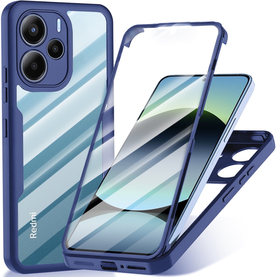 Husa + Folie pentru Xiaomi Redmi Note 14 4G (Regional), SKYDDAR INNOVATION, [Pachet 360°] ColorVerse, set cu sticker, Albastru