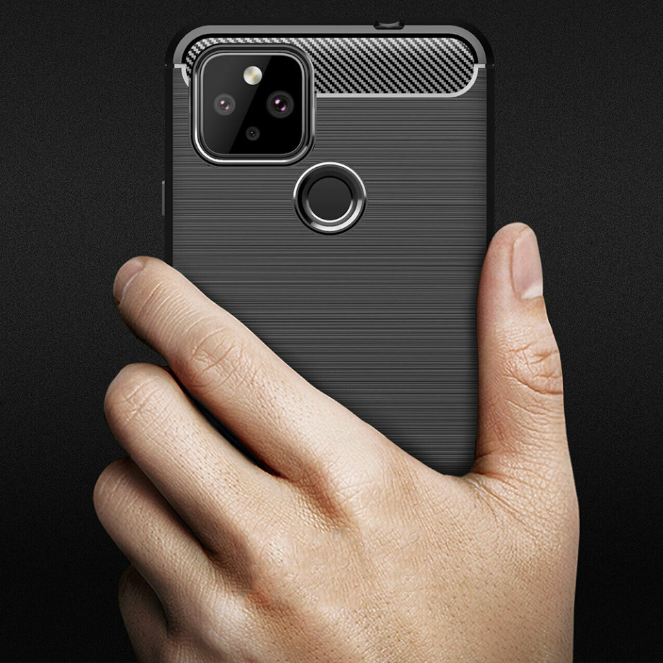 Husa Google Pixel 4a 5G din silicon, Slim, cu textura Fibra Carbon - Negru - 3 | YEO