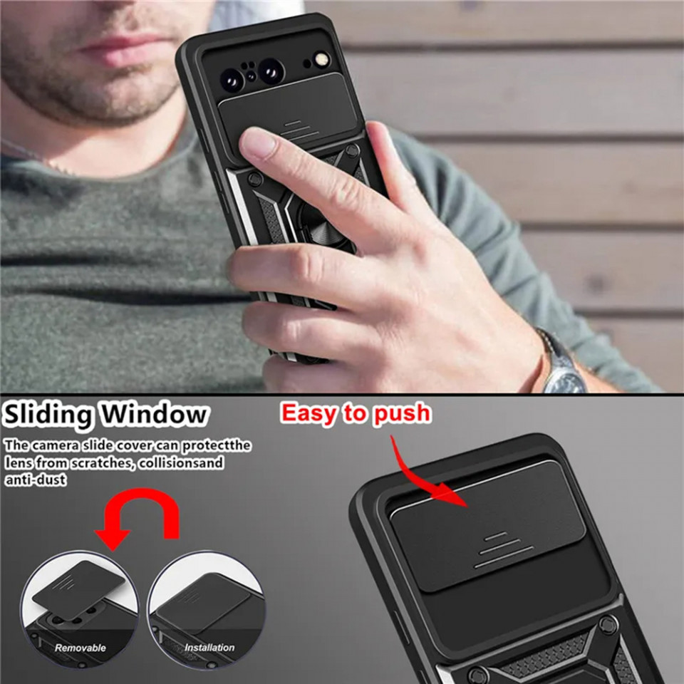 Husa Google Pixel 9 cu inel magnetic si protectie camera Skyddar CamShield - Negru - 2 | YEO