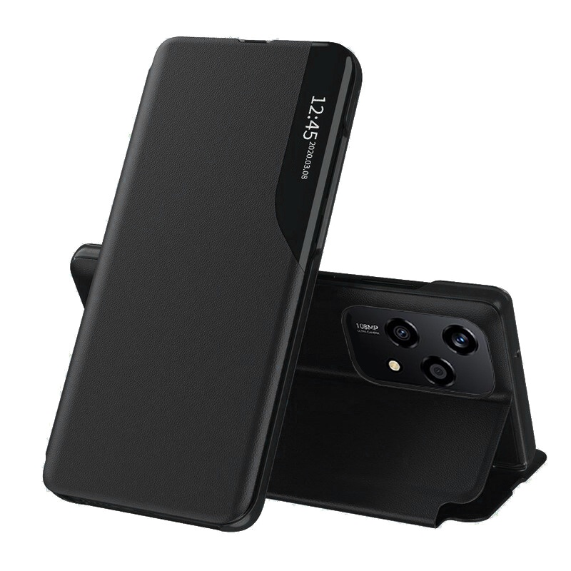 Husa Honor 200 Lite tip carte, Skyddar Eco View Leather - Negru