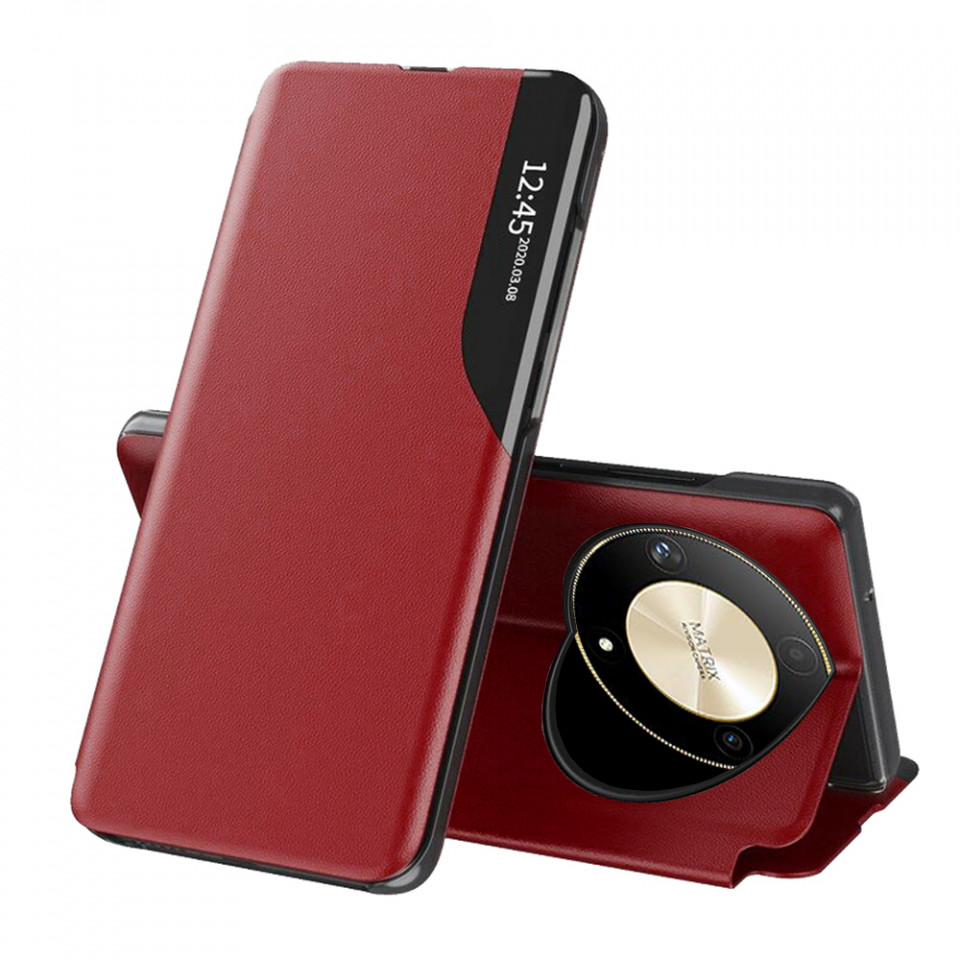 Husa Honor Magic6 Lite tip carte, Skyddar Eco View Leather - Rosu