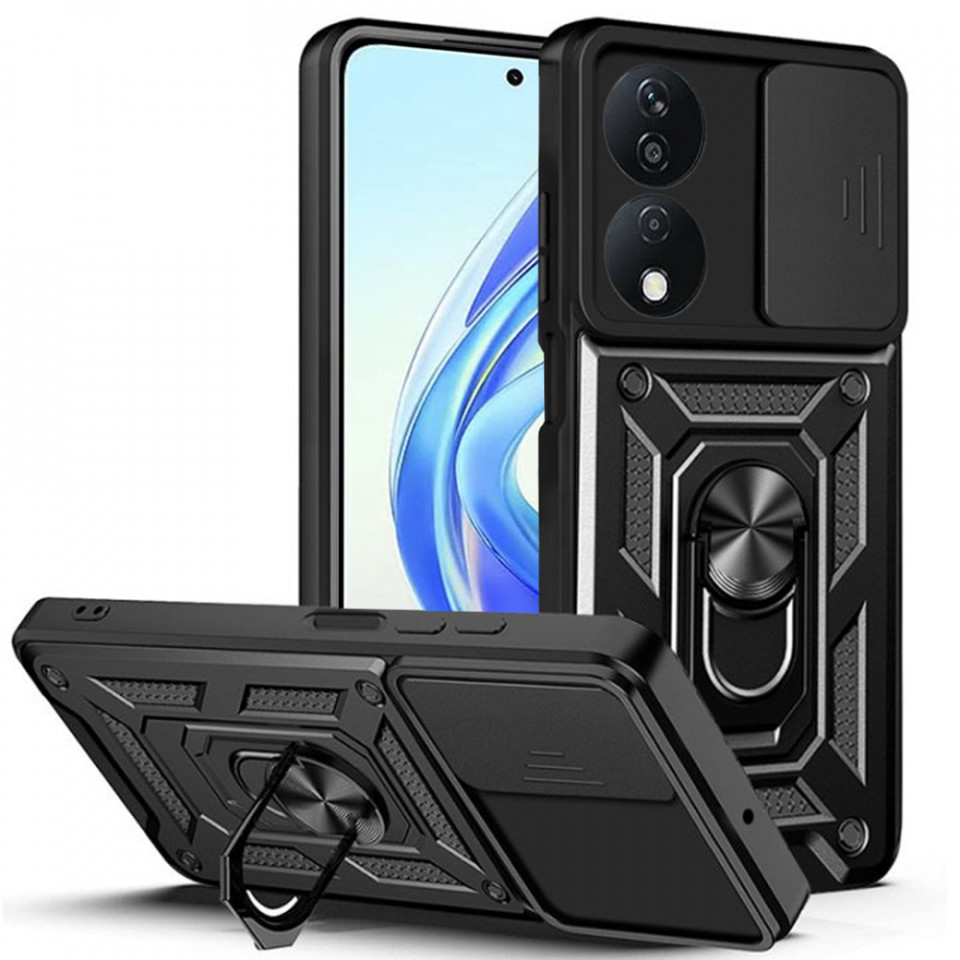 Husa Honor X7b cu inel magnetic si protectie camera Skyddar CamShield - Negru