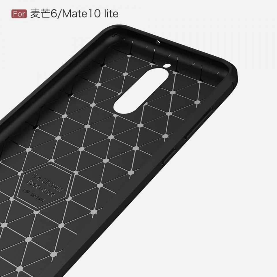 Husa Huawei Mate 10 Lite din silicon, Slim, cu textura Fibra Carbon - Negru - 3 | YEO