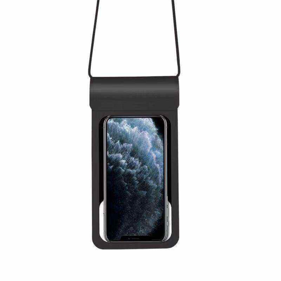 Husa Impermeabila Telefon TWC1, Touch Functional, Pana la 6.5 inch, set cu sticker, Negru