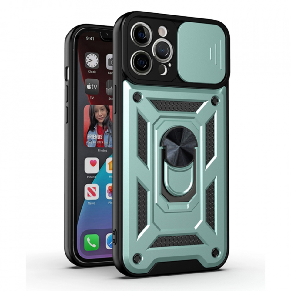 Husa iPhone 11 Pro cu inel magnetic si protectie camera Skyddar CamShield - Mint