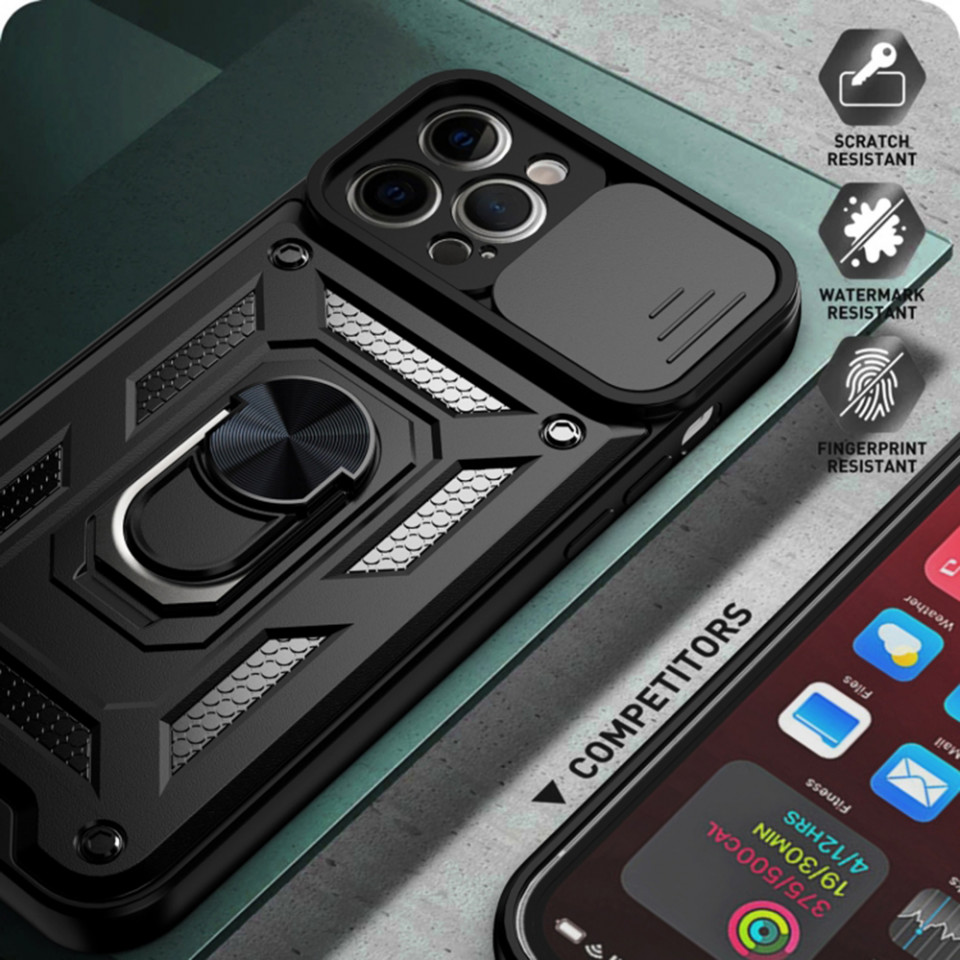 Husa iPhone 11 Pro Max cu inel magnetic, Techsuit CamShield - Negru - 2 | YEO