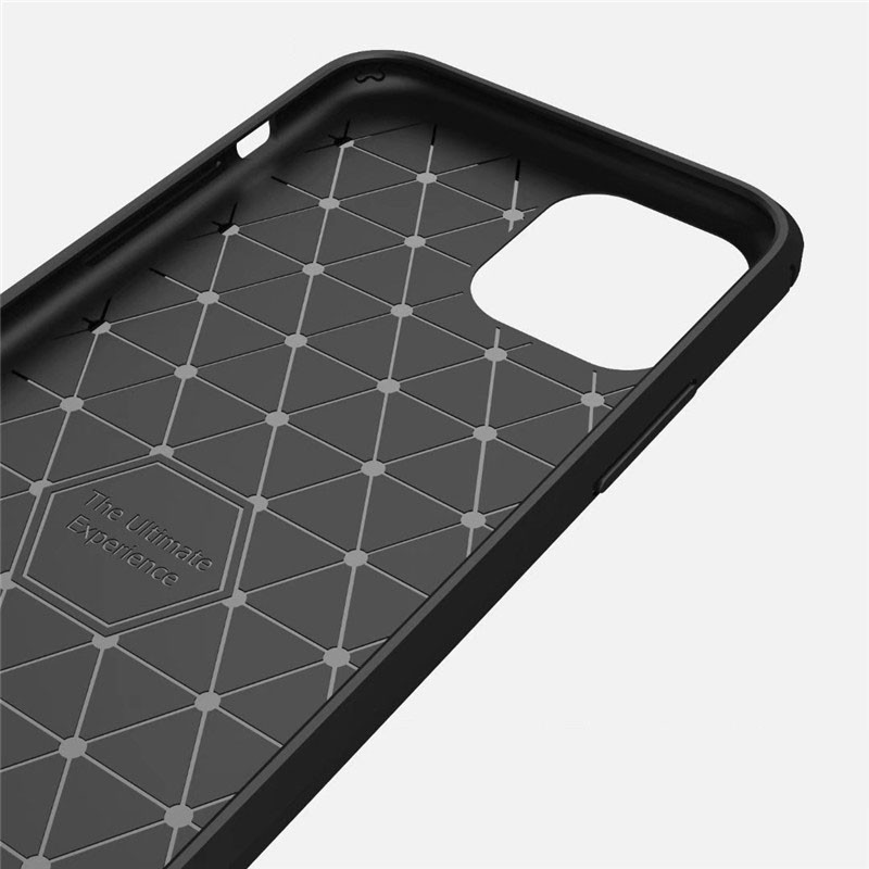 Husa iPhone 11 Pro Max din silicon, Slim, cu textura Fibra Carbon - Negru - 2 | YEO