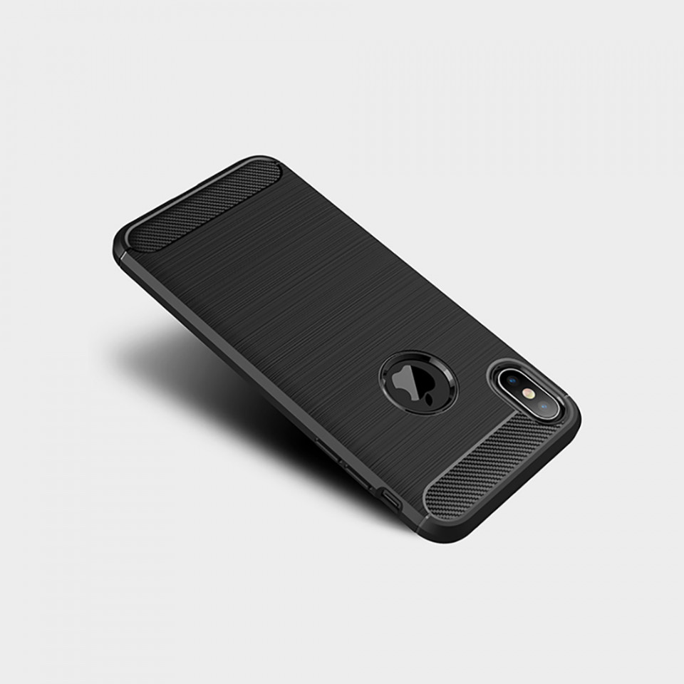 Husa iPhone XS Max din silicon, Slim, cu textura Fibra Carbon - Negru - 3 | YEO