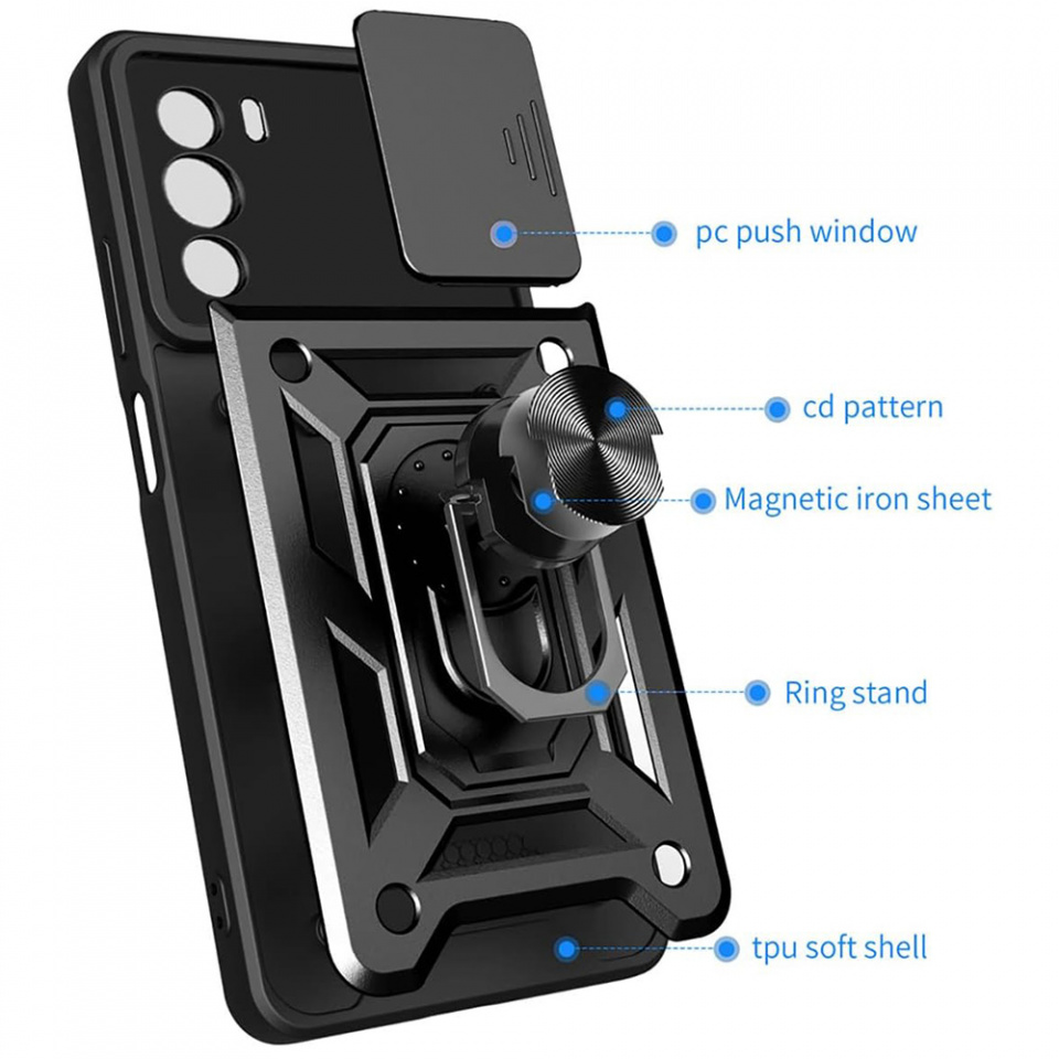 Husa Motorola Edge 30 cu inel magnetic si protectie camera Skyddar CamShield - Rose Gold - 2 | YEO