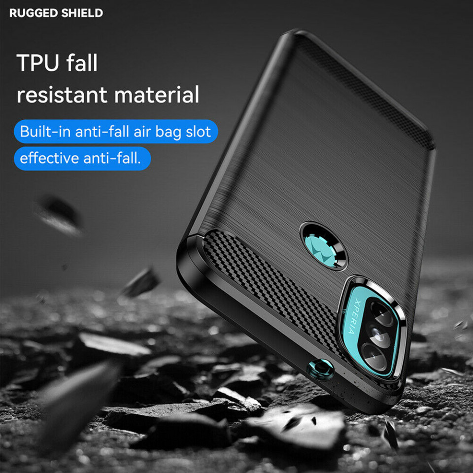 Husa Motorola Moto E20 / 40 din silicon, Slim, cu textura Fibra Carbon - Negru - 2 | YEO