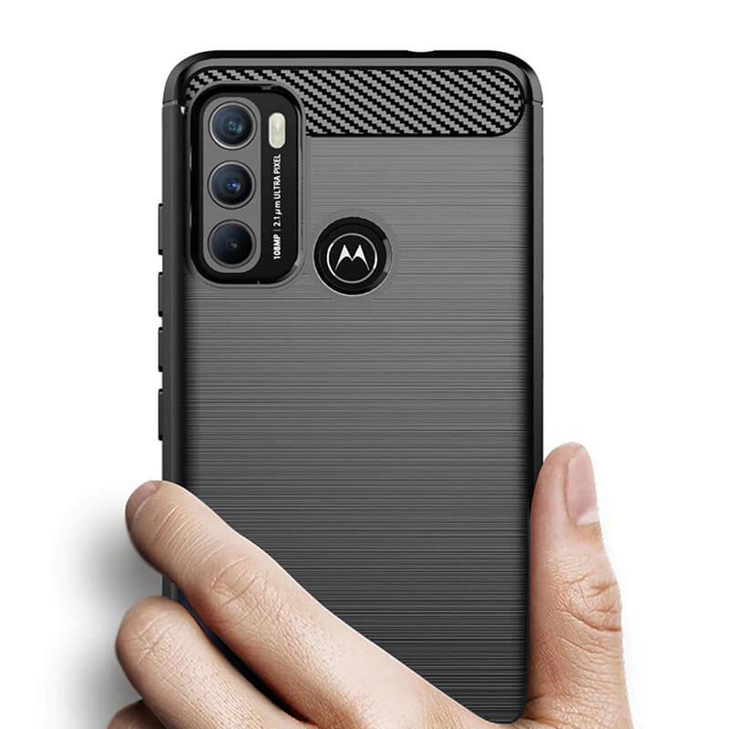 Husa Motorola Moto G60 din silicon, Slim, cu textura Fibra Carbon - Negru - 3 | YEO