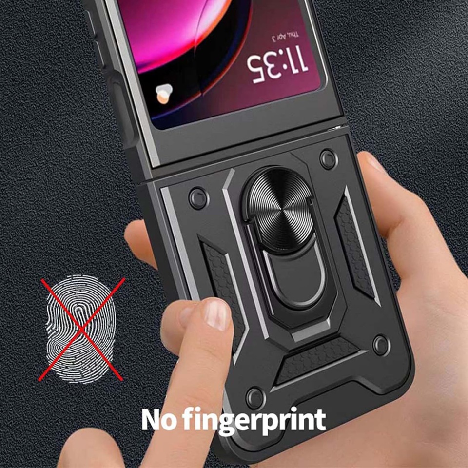 Husa Motorola Razr 50 cu inel magnetic si protectie camera Skyddar CamShield - Negru - 2 | YEO