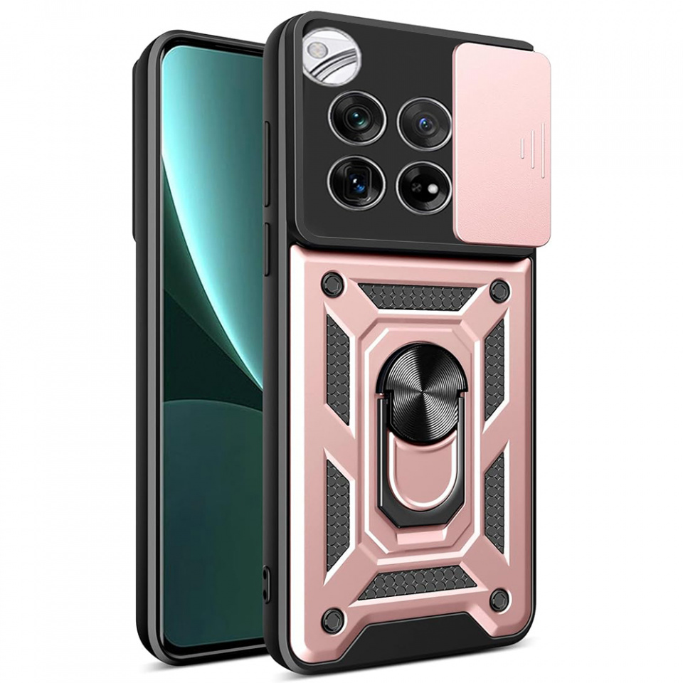 Husa OnePlus 12 cu inel magnetic si protectie camera Skyddar CamShield - Rose Gold