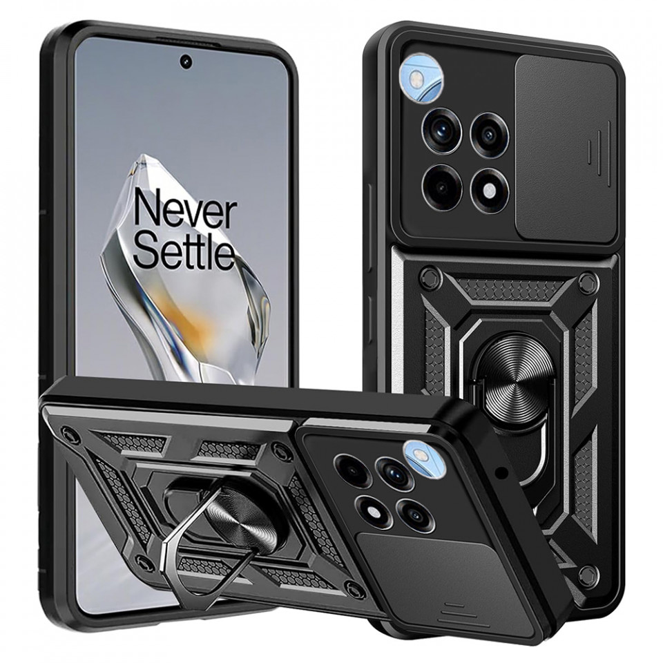 Husa OnePlus 12R cu inel magnetic si protectie camera Skyddar CamShield - Negru