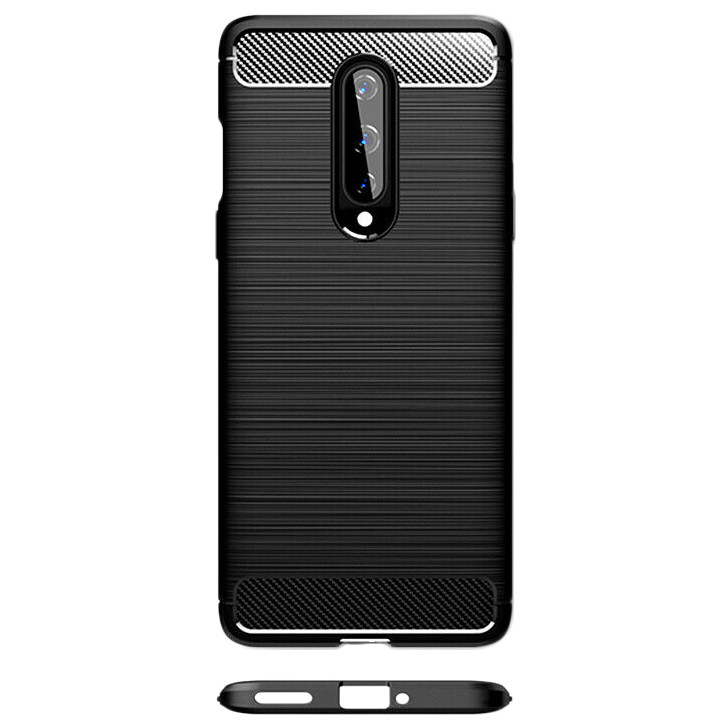 Husa OnePlus 8 din silicon, Slim, cu textura Fibra Carbon - Negru - 3 | YEO