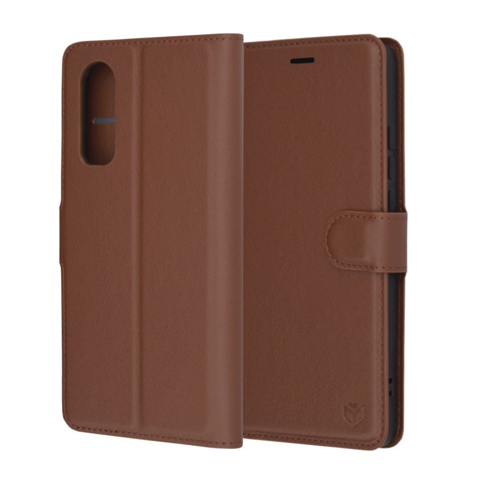 Husa OnePlus Nord CE4 Lite tip Carte, cu Portofel Interior, Finisaje Premium, SKYDDAR Leather Wallet - Maro