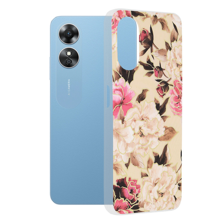 Husa Oppo A17 din silicon, Techsuit Marble - Bej