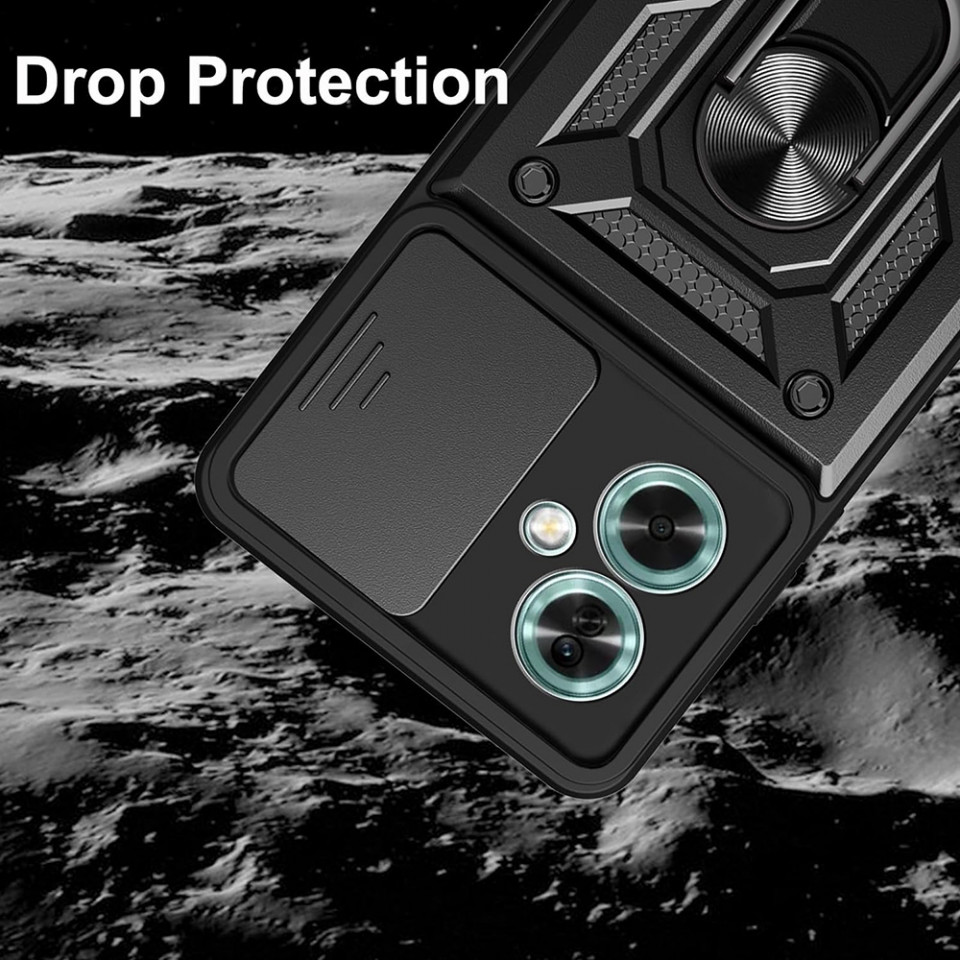 Husa Oppo A79 5G cu inel magnetic, Skyddar CamShield - Negru - 2 | YEO