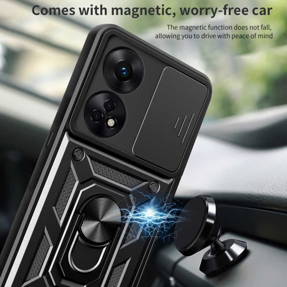 Husa Oppo Reno8 T cu inel magnetic, Techsuit CamShield - Negru - 3 | YEO