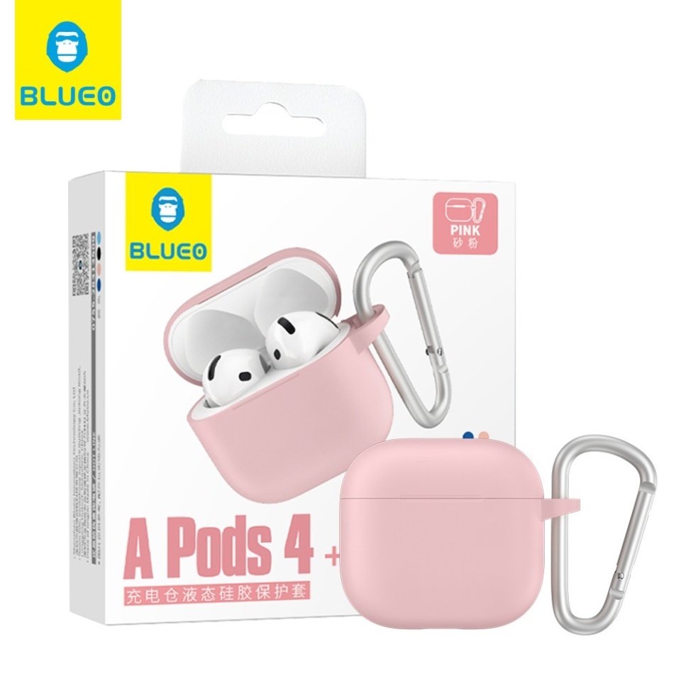 Husa pentru AirPods 4 din silicon moale, Blueo Liquid Silicone, Roz - 2 | YEO