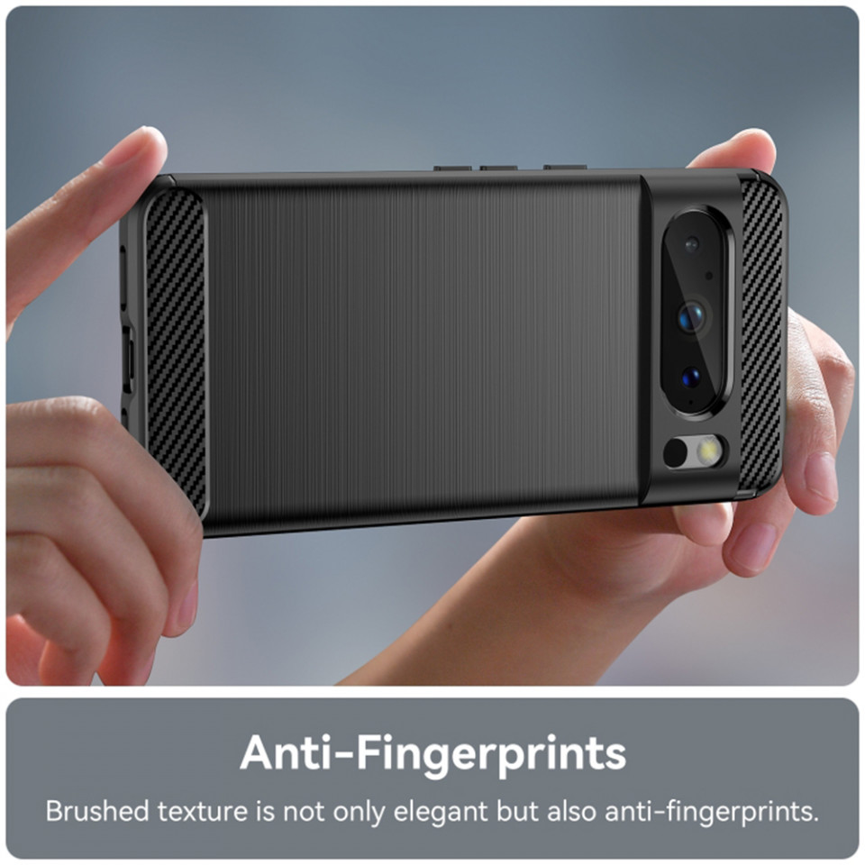 Husa pentru Google Pixel 8 Pro din silicon, SLIM, cu textură Fibra Carbon Skyddar - Negru - 3 | YEO