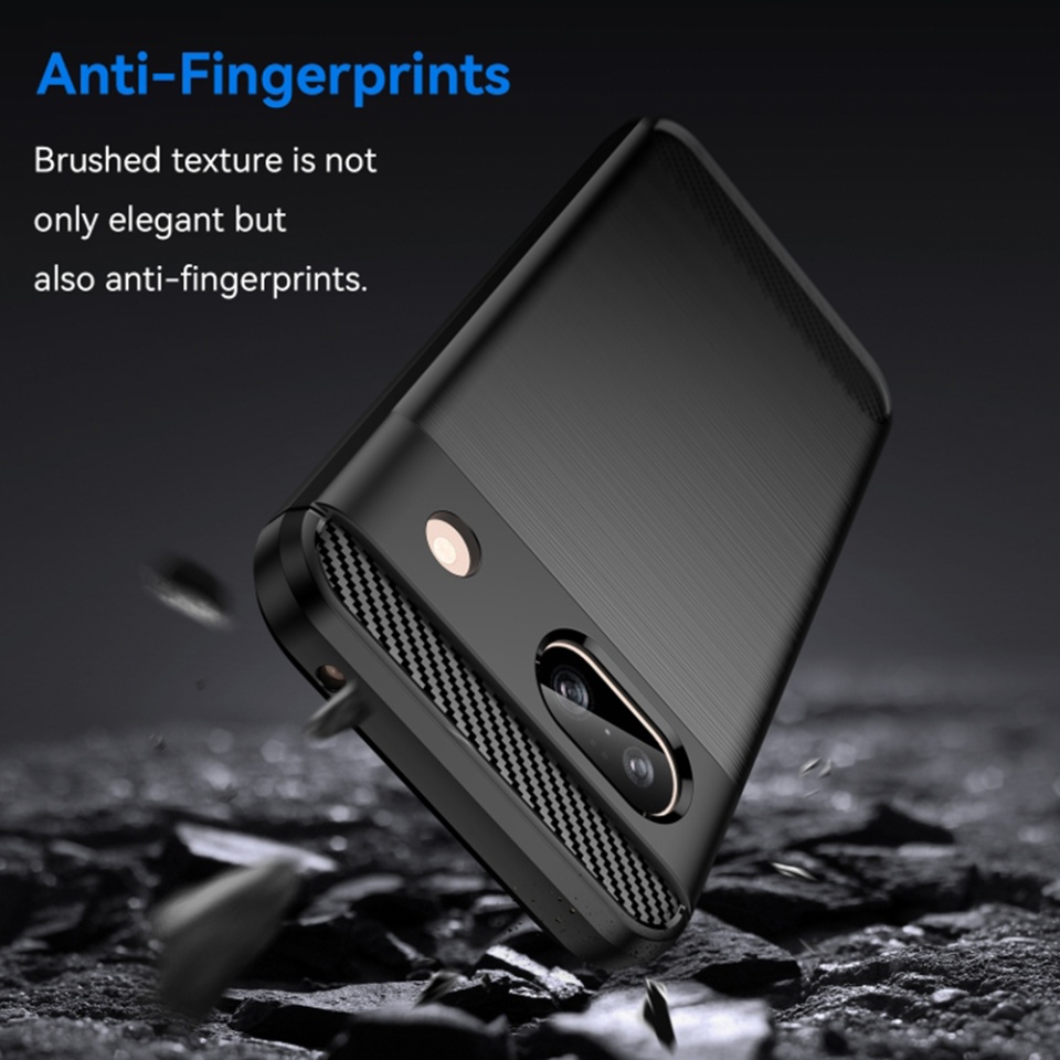Husa pentru Google Pixel 8a, SKYDDAR INNOVATION, Carbon Silicone, din Silicon Slim, cu textura Fibra Carbon, set cu sticker, Negru - 1 | YEO