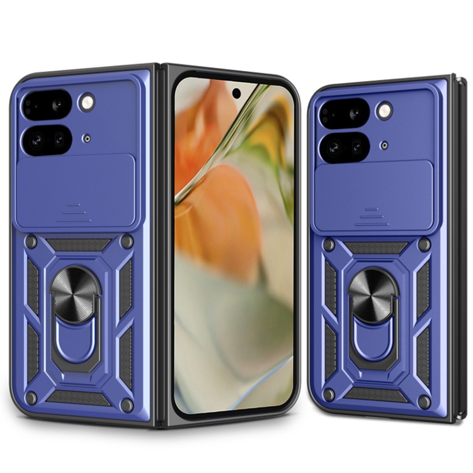 Husa pentru Google Pixel 9 Pro Fold cu inel magnetic si protectie camera Skyddar CamShield - Albastru