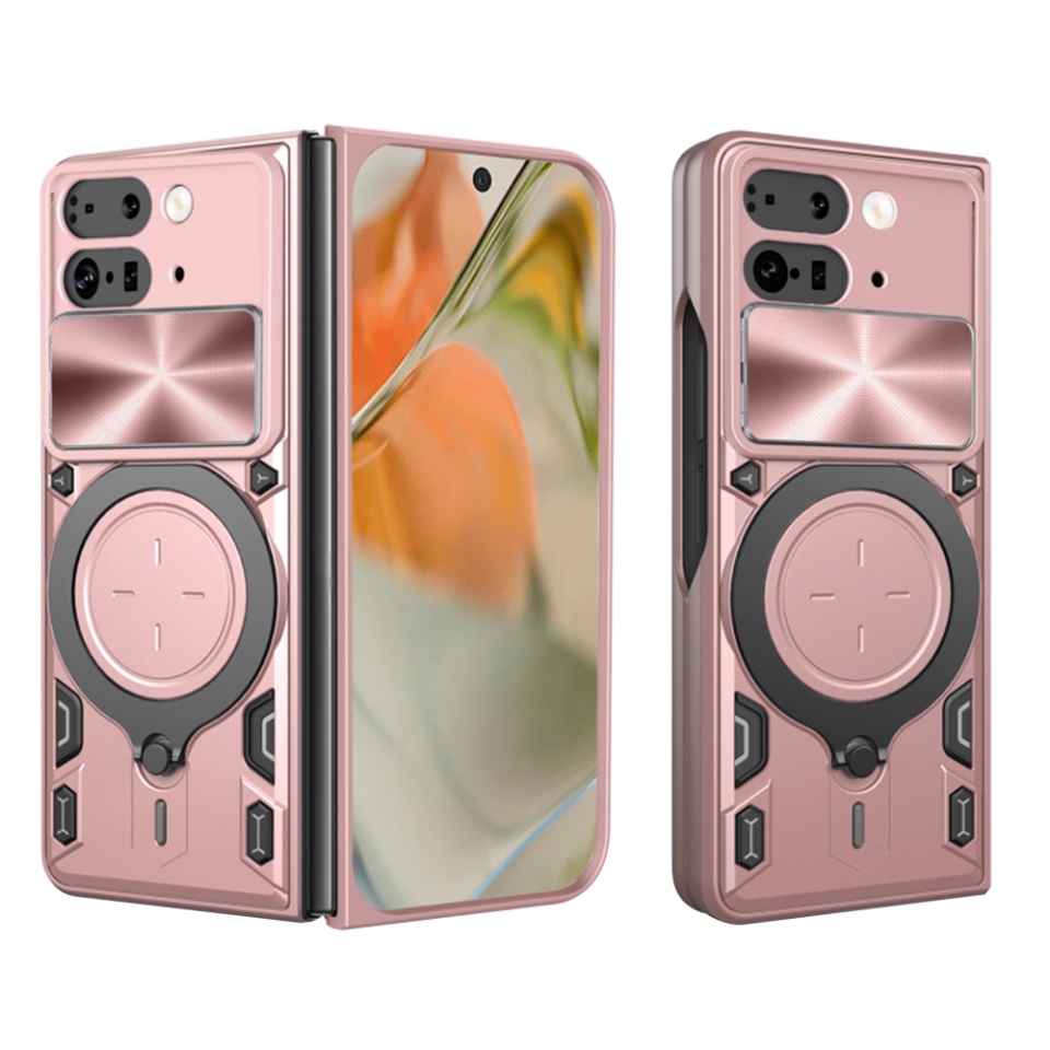 Husa pentru Google Pixel 9 Pro Fold, SKYDDAR INNOVATION, CamGuard Pro, Inel Magnetic, Protectie Camera, set cu sticker, Roz auriu