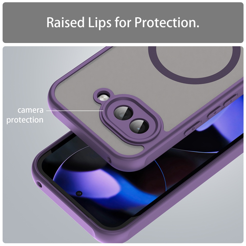 Husa pentru Google Pixel 9a, SKYDDAR INNOVATION, HaloFrost MagSafe II, Antisoc, set cu sticker, Mov - 3 | YEO